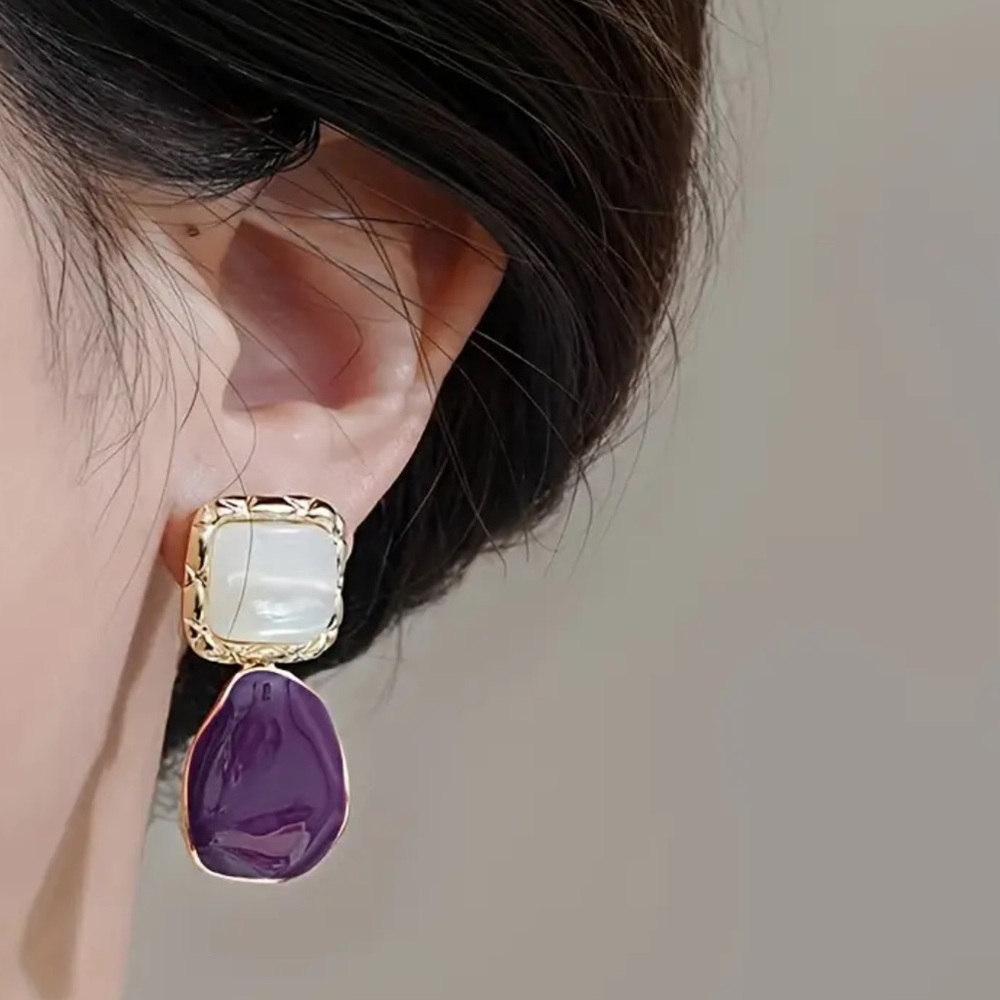 🌸 Stunning Purple & White Translucent Geometric Resin Drop Water Ripple …
